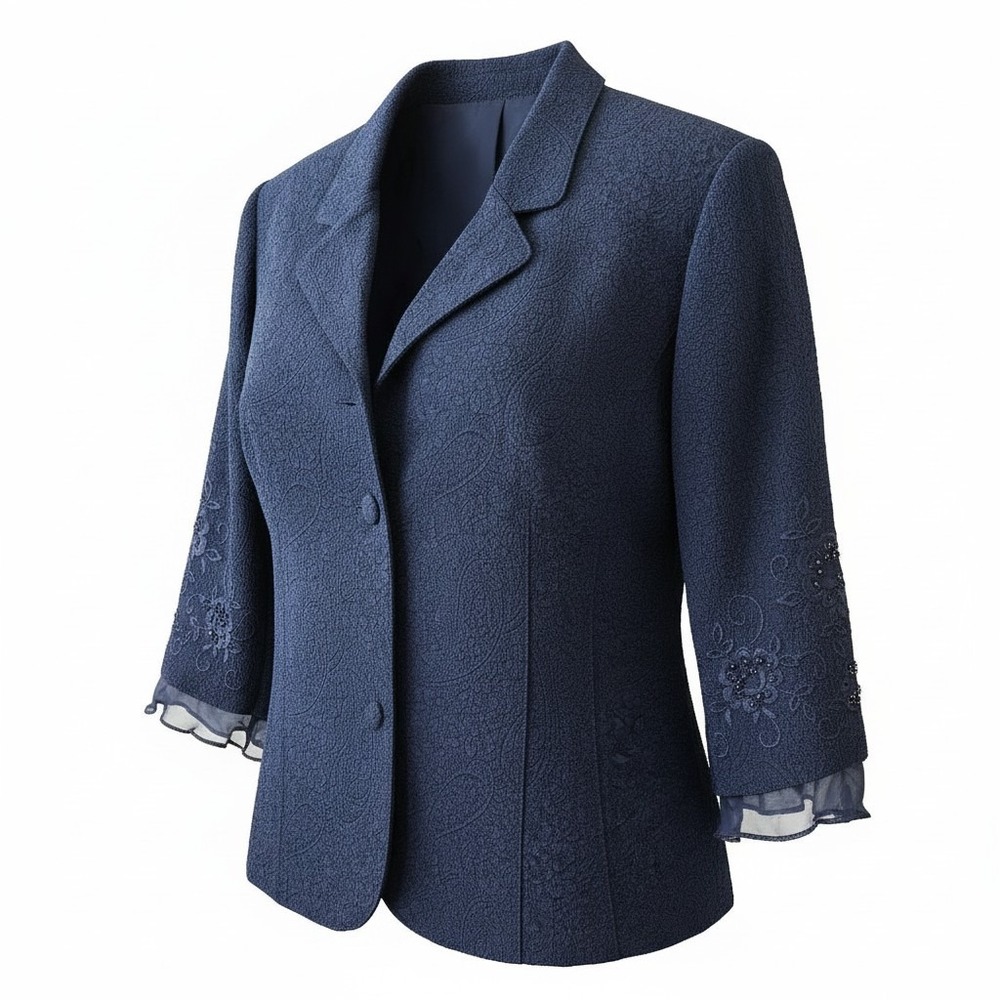 Plaza South Women Blazer Beaded Floral Paisley‎ Jacquard Classic Workwear 14P